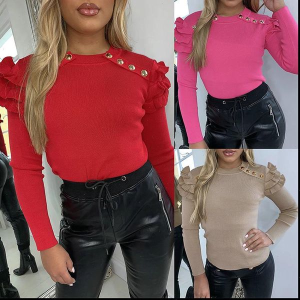 ruffle womens sweater long sleeve button thin spring skinny elastic ol o neck women pull vintage blusas red ladies, White;black
ruffle womens sweater long sleeve button thin spring skinny elastic ol o neck women pull vintage blusas red ladies, White;black