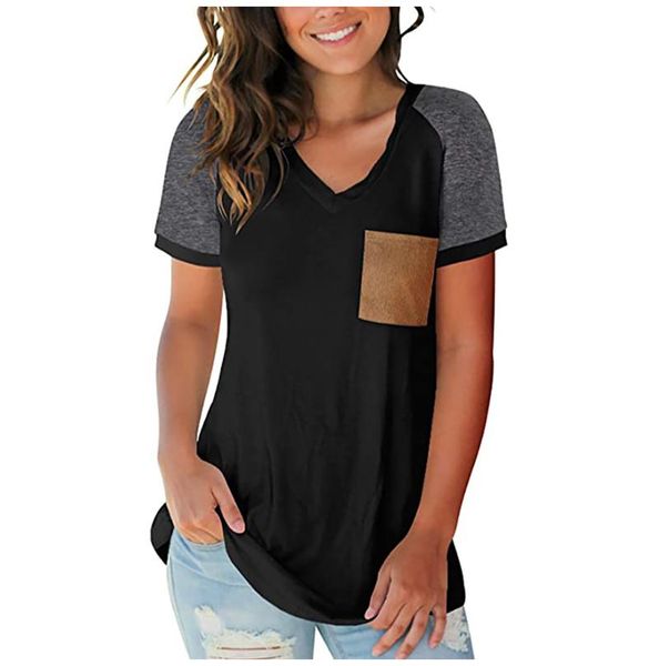 feitong women and blouse casual short sleeve pocket v-neck pachwork shirt summer blusas female women's blouses & shirts, White
feitong women and blouse casual short sleeve pocket v-neck pachwork shirt summer blusas female women's blouses & shirts, White