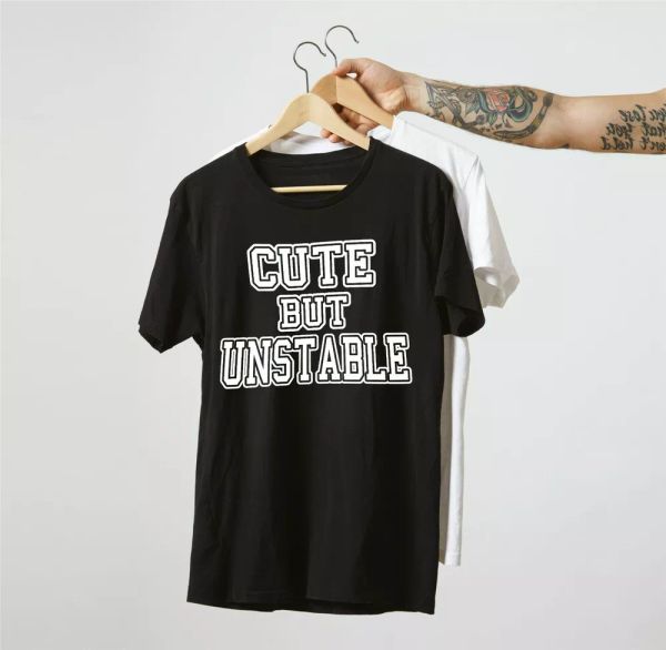 women t-shirt cute but unstable favourite failure depression spells stress, White;black
women t-shirt cute but unstable favourite failure depression spells stress, White;black