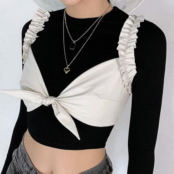 women's tanks & camis 2021 autumn and winter bow strap wrap-around slim t-shirt two-piece women crop cute, White
women's tanks & camis 2021 autumn and winter bow strap wrap-around slim t-shirt two-piece women crop cute, White