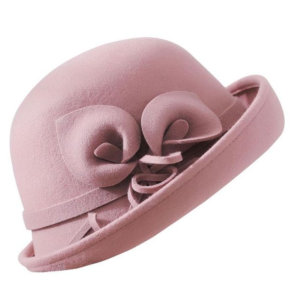 stingy brim hats style calla lily wool flower dome curled woolen cloth hat for autumn and winter ladies felt, Blue;gray 
stingy brim hats style calla lily wool flower dome curled woolen cloth hat for autumn and winter ladies felt, Blue;gray