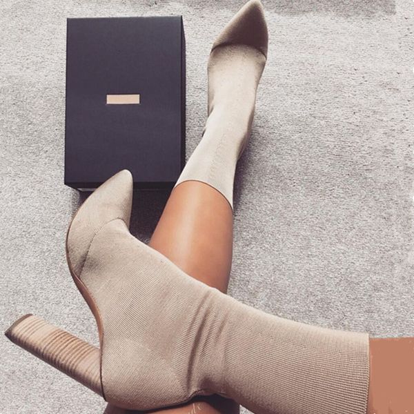 boot fashionable beige celebrity knitting ankle summer fall women's shoes pointed to heels high female boots, Black
boot fashionable beige celebrity knitting ankle summer fall women's shoes pointed to heels high female boots, Black