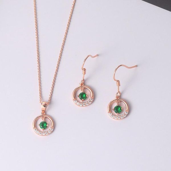 earrings & necklace jewelry set for women retro cute hollow micro-inlaid green zircon rose gold color bride s525, Silver
earrings & necklace jewelry set for women retro cute hollow micro-inlaid green zircon rose gold color bride s525, Silver