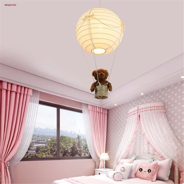 pendant lamps nordic ins princess bedroom led fabric lights children restaurant kindergarten air balloon hanging lamp luminaire