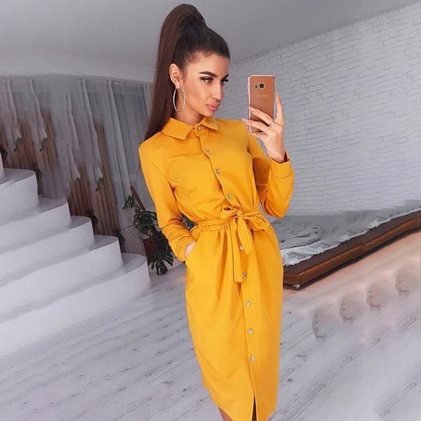 casual dresses dress for women fashion long sleeve buttons shirt 2021 autumn yellow green vintage ladies femme robe, Black;gray
casual dresses dress for women fashion long sleeve buttons shirt 2021 autumn yellow green vintage ladies femme robe, Black;gray
