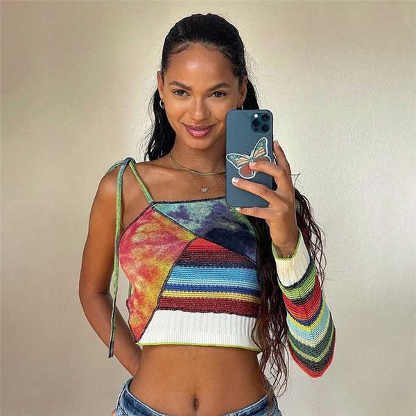 summer one shoulder knitted crop women's tees holiday long sleeve backless t shirts elegant streetwear boho outfits 210625, White
summer one shoulder knitted crop women's tees holiday long sleeve backless t shirts elegant streetwear boho outfits 210625, White