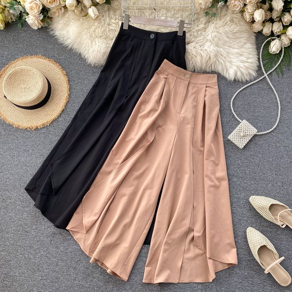 korean design slit irregular wide leg pants female women high-waisted thin drape wild casual elegant office lady 210420, Black;white
korean design slit irregular wide leg pants female women high-waisted thin drape wild casual elegant office lady 210420, Black;white