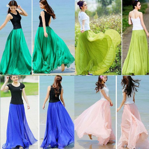 skirts fashion women chiffon long maxi skirt casual ladies high waist a-line loose solid beach sundress, Black
skirts fashion women chiffon long maxi skirt casual ladies high waist a-line loose solid beach sundress, Black