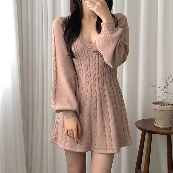 casual dresses autumn knitted women winter 2021 korean pullover v-neck long lantern sleeve a line sweater dress spring, Black;gray
casual dresses autumn knitted women winter 2021 korean pullover v-neck long lantern sleeve a line sweater dress spring, Black;gray