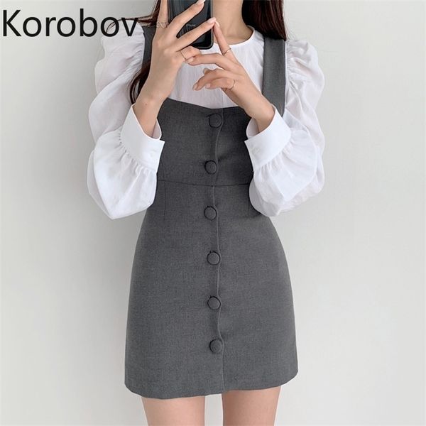 korobov women vintage solid single breasted dress korean tank slim dresses korean elegant mini dress 210430, Black;gray
korobov women vintage solid single breasted dress korean tank slim dresses korean elegant mini dress 210430, Black;gray