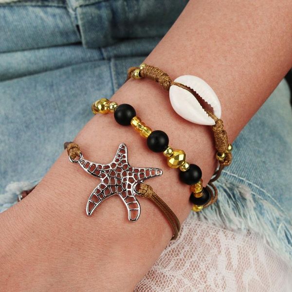 tennis diezi bohemian handmade starfish shell charm bracelets for women ladies fashion weave rope chain beads bangles, Golden;silver
tennis diezi bohemian handmade starfish shell charm bracelets for women ladies fashion weave rope chain beads bangles, Golden;silver