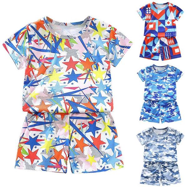 clothing sets boy's short sleeve round neck t-shirt+shorts camouflage pattern summer soft suit, White
clothing sets boy's short sleeve round neck t-shirt+shorts camouflage pattern summer soft suit, White