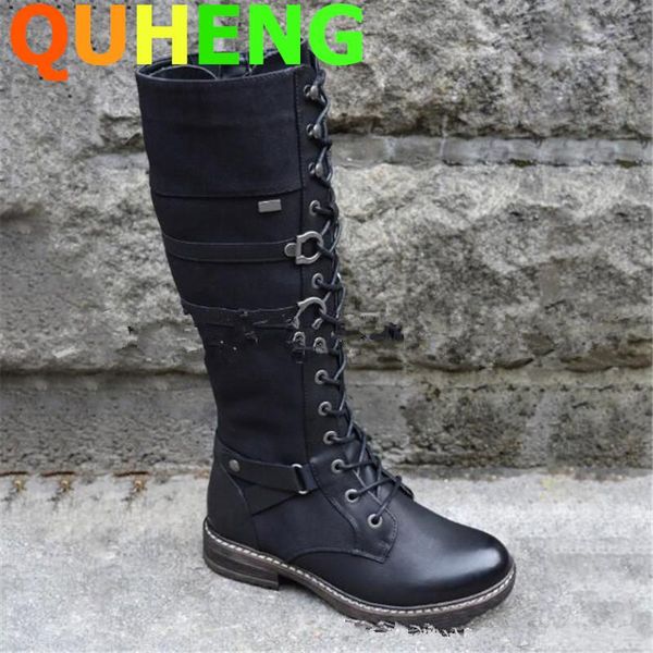 boots women's handsome motorcycle cross-tied belt long tube woman leather fashion round toe flat female shoes, Black
boots women's handsome motorcycle cross-tied belt long tube woman leather fashion round toe flat female shoes, Black