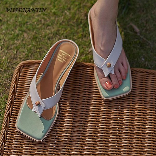 retro leather square toe green flip flops women 2021 summer color matching flat bottom all-match beach sandals slippers, Black
retro leather square toe green flip flops women 2021 summer color matching flat bottom all-match beach sandals slippers, Black