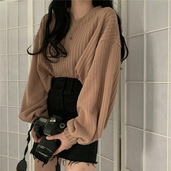 women's sweaters v neck lantern long sleeve knitted pullover sweater women retro loose crazy style short mutlicolor pull femme autumn, White;black
women's sweaters v neck lantern long sleeve knitted pullover sweater women retro loose crazy style short mutlicolor pull femme autumn, White;black
