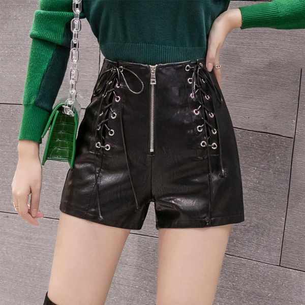 women's shorts 2021 autumn women fashion pu leather female casual tie high waist ladies all match slim wide leg c253, White;black
women's shorts 2021 autumn women fashion pu leather female casual tie high waist ladies all match slim wide leg c253, White;black