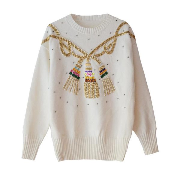 fashion beading patch women sweater and pullovers o-neck long sleeve autumn pull femme beige women's sweaters, White;black
fashion beading patch women sweater and pullovers o-neck long sleeve autumn pull femme beige women's sweaters, White;black