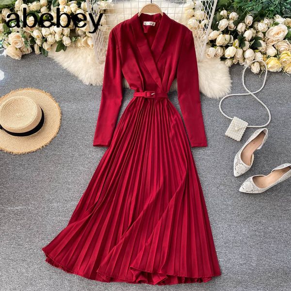 elegant korean pleated dress women chic v neck long sleeve solid a-line es autumn fashion streetwear 210512, Black;gray
elegant korean pleated dress women chic v neck long sleeve solid a-line es autumn fashion streetwear 210512, Black;gray