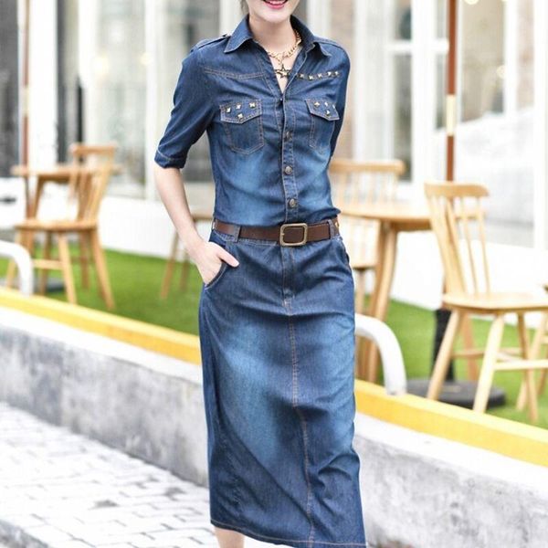 casual dresses fashion denim rivet ankle women turn down collar autumn female slim fit korean style plus size ladies blue, Black;gray
casual dresses fashion denim rivet ankle women turn down collar autumn female slim fit korean style plus size ladies blue, Black;gray