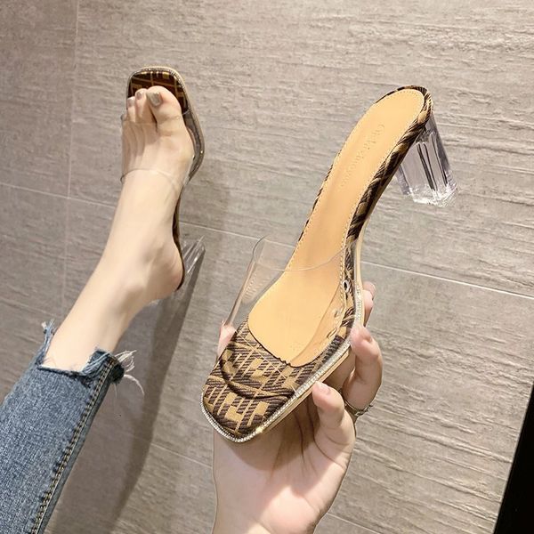 luxury slippers high heeled women's 2021 korean thick heel transparent one word drs fashion sandals, Black
luxury slippers high heeled women's 2021 korean thick heel transparent one word drs fashion sandals, Black