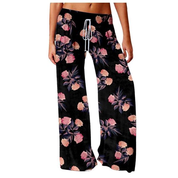 women's pants & capris fashion floral print long exercise mid waist drawstring wide leg casual ladies loose sport home #p1, Black;white
women's pants & capris fashion floral print long exercise mid waist drawstring wide leg casual ladies loose sport home #p1, Black;white