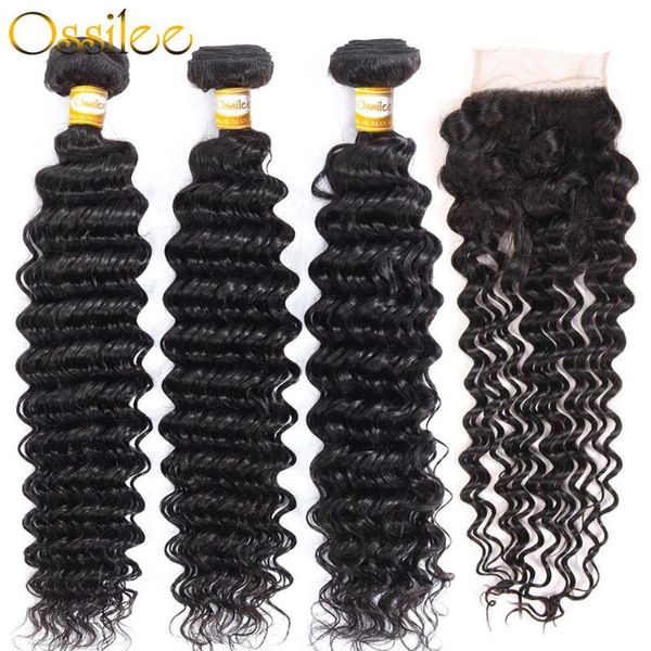 human hair bulks ossilee deep wave bundles with closure brazilian weave 3 remy, Black
human hair bulks ossilee deep wave bundles with closure brazilian weave 3 remy, Black