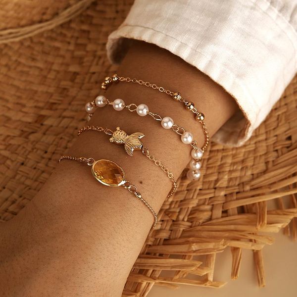 tocona 4pcs/set shiny rhinestone bead bracelets for women charming fish pearl gold chain adjustable jewelry accessories 14594 charm, Golden;silver
tocona 4pcs/set shiny rhinestone bead bracelets for women charming fish pearl gold chain adjustable jewelry accessories 14594 charm, Golden;silver