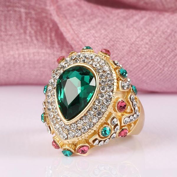 cluster rings kinel fashion boho party ring female water drop green glass big gold color vintage wedding jewelry, Golden;silver
cluster rings kinel fashion boho party ring female water drop green glass big gold color vintage wedding jewelry, Golden;silver