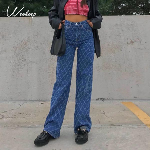 weekeep streetwear vintage print y2k aesthetic women jeans straight high waist blue korean slim denim pants 100% cotton trousers women'
weekeep streetwear vintage print y2k aesthetic women jeans straight high waist blue korean slim denim pants 100% cotton trousers women'