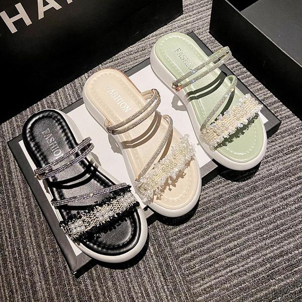 slippers female shoes flat luxury slides lady med jelly flip flops string bead 2021 designer girl glitter summer pu fabric cryst, Black
slippers female shoes flat luxury slides lady med jelly flip flops string bead 2021 designer girl glitter summer pu fabric cryst, Black