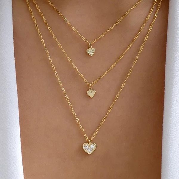 pendant necklaces 3 pcs/set simple gold crystal heart necklace for women multilayer clavicle chain set party jewelry accessories, Silver
pendant necklaces 3 pcs/set simple gold crystal heart necklace for women multilayer clavicle chain set party jewelry accessories, Silver