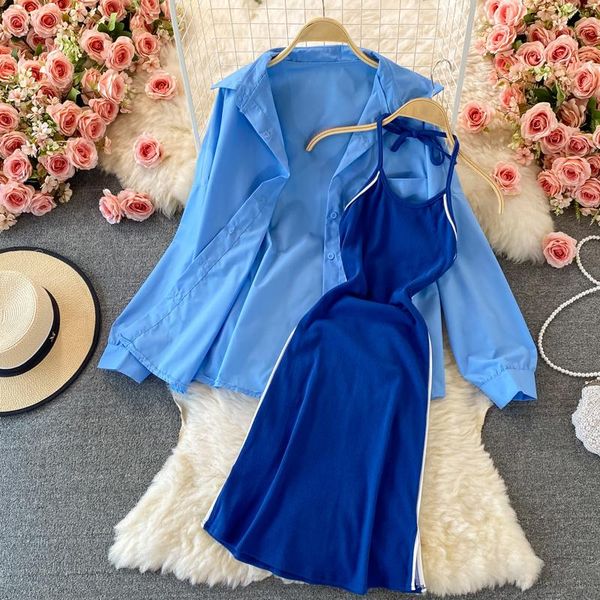 casual dresses autumn 2021 korean off shoulder bra dress and long sleeve shirt fashion women's two piece suits, Black;gray
casual dresses autumn 2021 korean off shoulder bra dress and long sleeve shirt fashion women's two piece suits, Black;gray