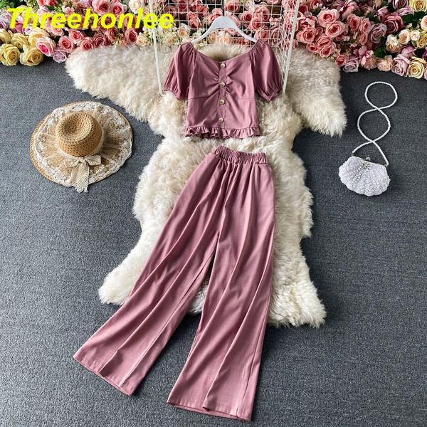 women's tracksuits puff sleeve elastic cropped + elegant wide leg pants 2 piece trousers sets women summer fashion imitation cowboy ca, Gray
women's tracksuits puff sleeve elastic cropped + elegant wide leg pants 2 piece trousers sets women summer fashion imitation cowboy ca, Gray