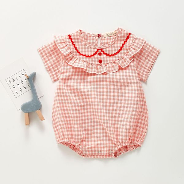 2021 ins baby kids climbing romper short sleeve plaid ruffles round collar rompers 100% cotton summer girl infant clothes 0-2t, Blue
2021 ins baby kids climbing romper short sleeve plaid ruffles round collar rompers 100% cotton summer girl infant clothes 0-2t, Blue
