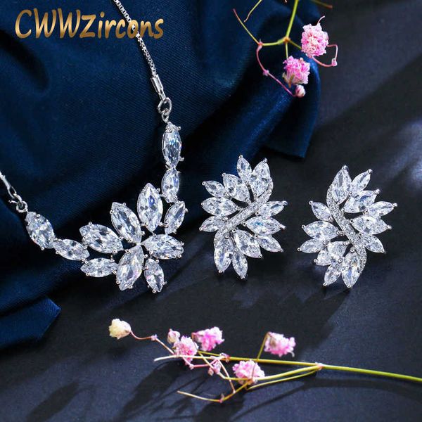 marquise cut flower clear white cubic zirconia crystal fashion necklace and earrings jewelry sets for women t025 210714, Silver
marquise cut flower clear white cubic zirconia crystal fashion necklace and earrings jewelry sets for women t025 210714, Silver