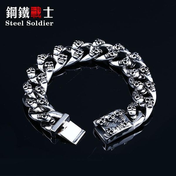 link, chain steel soldier punk biker rock heavy bracelet stainless good detail men charm male jewelry, Black
link, chain steel soldier punk biker rock heavy bracelet stainless good detail men charm male jewelry, Black
