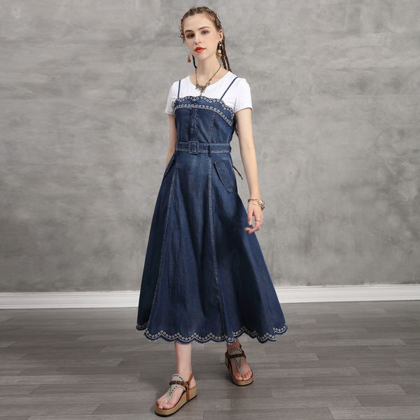 johnature retro embroidery patchwork pockets denim suspender dresses summer simple comfortable all-match women dress 210521, Black;gray
johnature retro embroidery patchwork pockets denim suspender dresses summer simple comfortable all-match women dress 210521, Black;gray