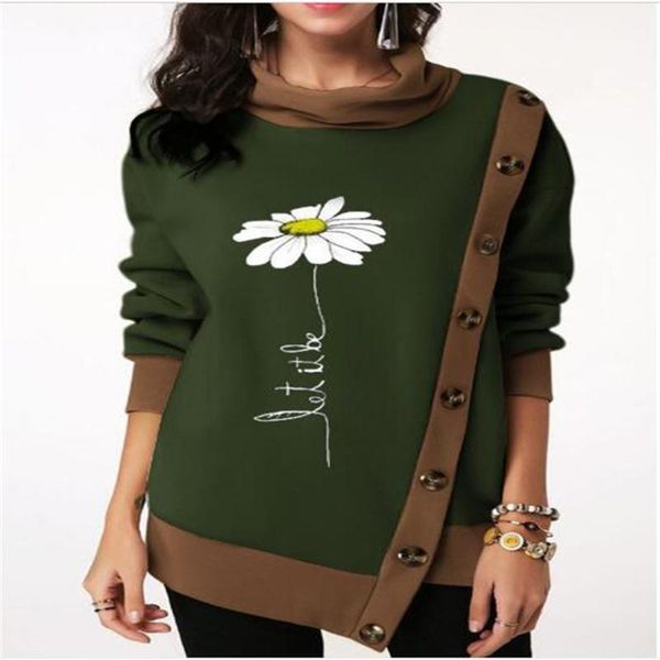 women's hoodies & sweatshirts fashion heap collar small daisy print button decoration asymmetrical long sleeve loose oversize m-5xl, Black
women's hoodies & sweatshirts fashion heap collar small daisy print button decoration asymmetrical long sleeve loose oversize m-5xl, Black
