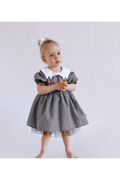flaneur baby girl cherry-patterned short sleeve plaid dress for summer premium quality cotton lining girl's dresses, Red;yellow
flaneur baby girl cherry-patterned short sleeve plaid dress for summer premium quality cotton lining girl's dresses, Red;yellow