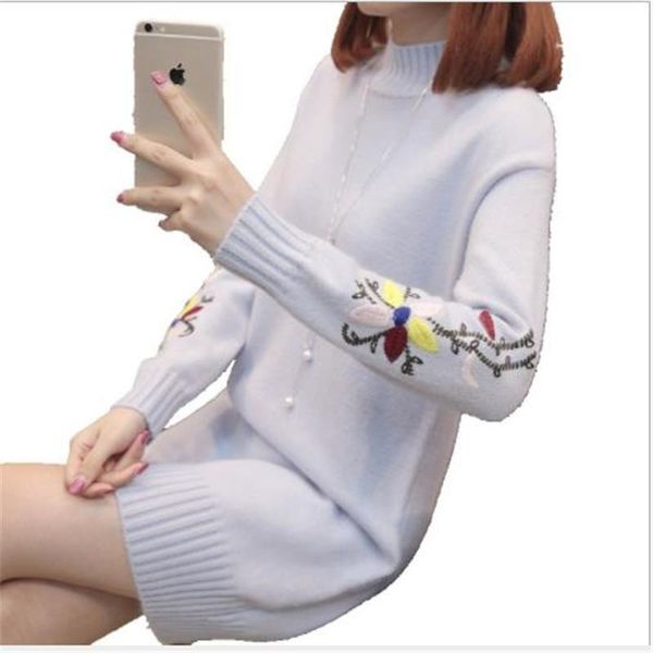 women's sweaters embroidery flowers women sweater dress 2021 autumn winter knitted pullovers lady long sleeve thick knitwear femme h250, White;black
women's sweaters embroidery flowers women sweater dress 2021 autumn winter knitted pullovers lady long sleeve thick knitwear femme h250, White;black