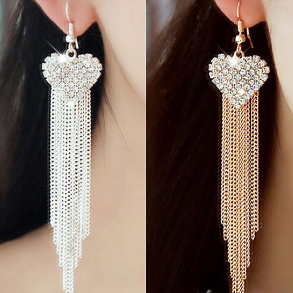 crystal heart dangle earrings tassel long bling rhinestone drop earring women new arrival wedding party jewelry accessories, Silver
crystal heart dangle earrings tassel long bling rhinestone drop earring women new arrival wedding party jewelry accessories, Silver