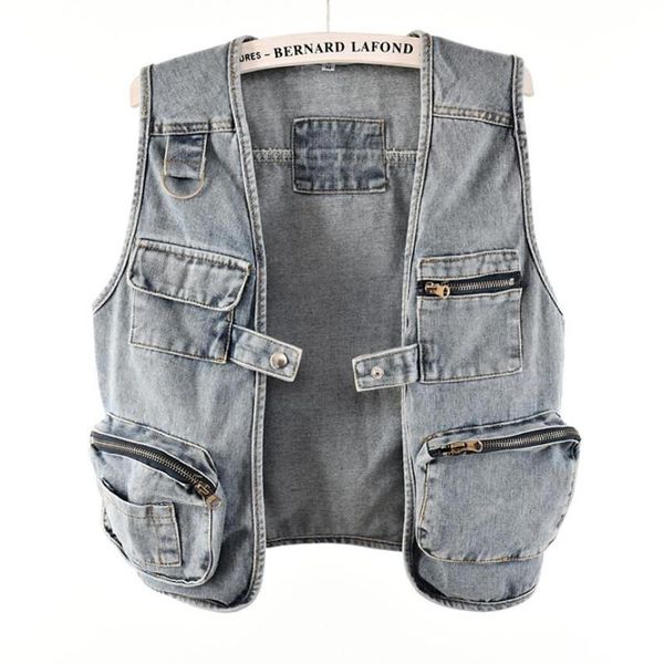 women's vests short denim vest women washed big pocket waistcoat casual sleeveless jacket coat plus size loose jeans female s1179, Black;white
women's vests short denim vest women washed big pocket waistcoat casual sleeveless jacket coat plus size loose jeans female s1179, Black;white
