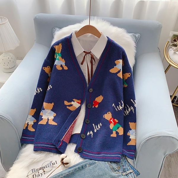 sweaters women sweater and v neck cartoon embroidery loose kntting cardigans cute korean bear knit jacket, White;black
sweaters women sweater and v neck cartoon embroidery loose kntting cardigans cute korean bear knit jacket, White;black