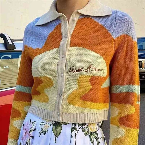 knitted cropped cardigan women vintage oversized canvas painting short autumn winter casual single breasted 210427, White;black
knitted cropped cardigan women vintage oversized canvas painting short autumn winter casual single breasted 210427, White;black