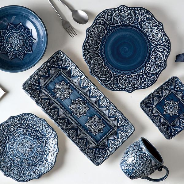 dishes & plates european retro ceramic set relief craft porcelain dessert plate and bowls blue dinner mug coffee table decor tray
dishes & plates european retro ceramic set relief craft porcelain dessert plate and bowls blue dinner mug coffee table decor tray