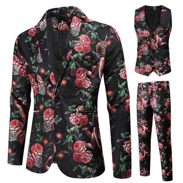 men's suits & blazers men's suits & blazers 3pcs men flower print suit (jacket+pants+vest) sets brand slim fit elegant with pants, White;black
men's suits & blazers men's suits & blazers 3pcs men flower print suit (jacket+pants+vest) sets brand slim fit elegant with pants, White;black