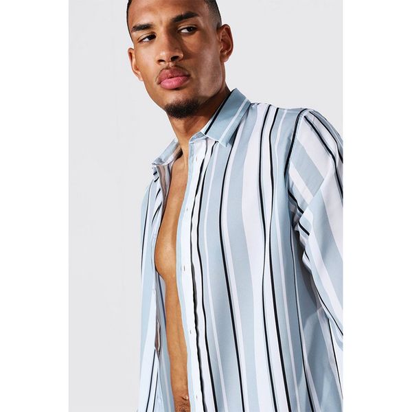 striped pattern men's long-sleeved shirt comfortable fit fashion travel office entertainment, White;black
striped pattern men's long-sleeved shirt comfortable fit fashion travel office entertainment, White;black