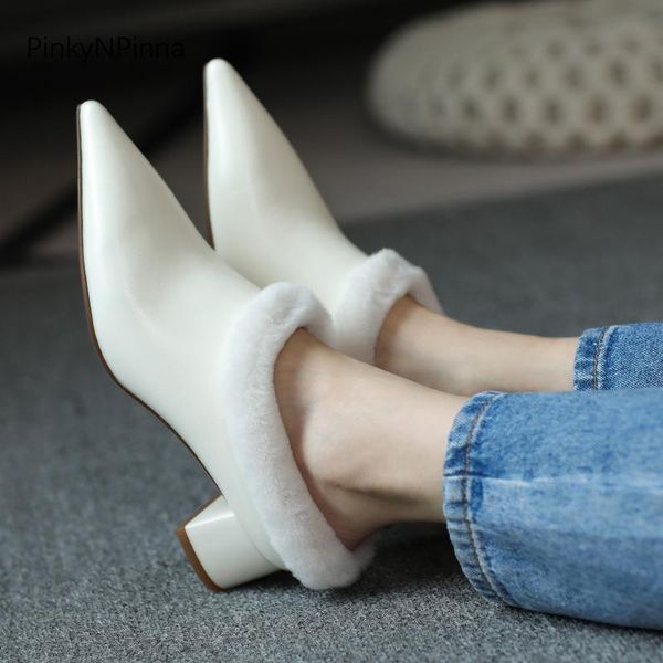 dress shoes 2021 winter women white cowhide genuine leather suede pointed toe mules pumps real ankle fur party office slip on, Black
dress shoes 2021 winter women white cowhide genuine leather suede pointed toe mules pumps real ankle fur party office slip on, Black