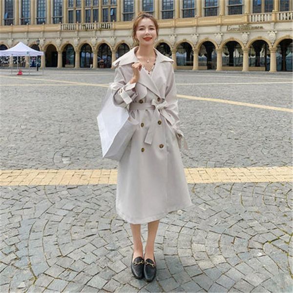 women's trench coats fashion spring autumn beige long coat 2021 temperament british style korean loose windbreaker b515, Tan;black
women's trench coats fashion spring autumn beige long coat 2021 temperament british style korean loose windbreaker b515, Tan;black