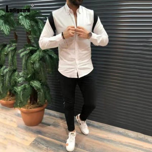 men's casual shirts ladiguard men patchwork shirt long sleeve fashion streetwear clothing 2021 single-breasted blusas, White;black
men's casual shirts ladiguard men patchwork shirt long sleeve fashion streetwear clothing 2021 single-breasted blusas, White;black